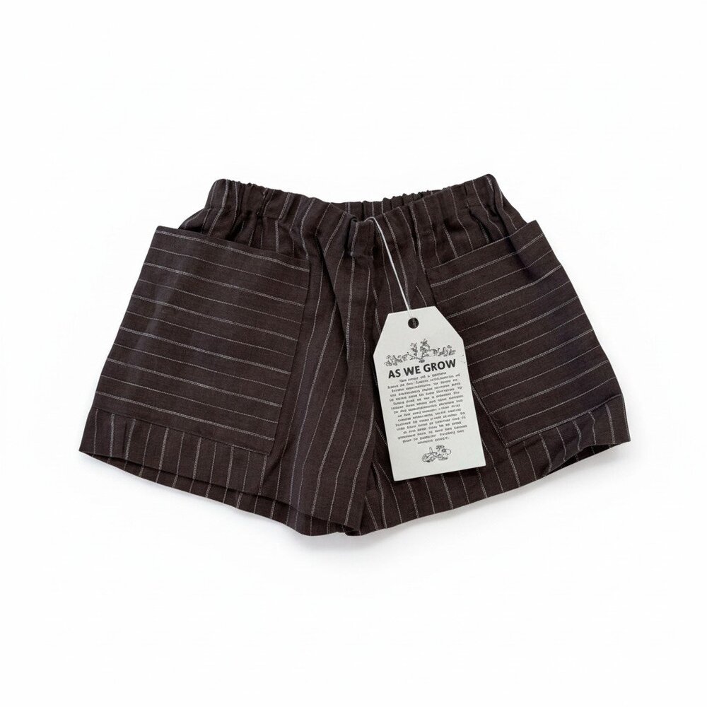 AS WE GROW - SHORT - 100% LINEN - STRIPE BROWN/WHITE - NWT